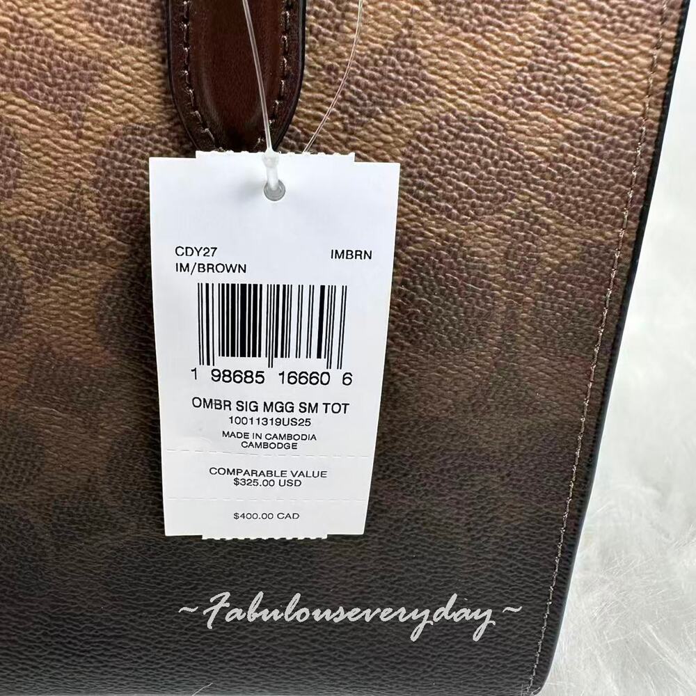 Coach Maggie Small Tote Bag In Ombre Signature Canvas Gold/Brown CDY27 NWT - Picture 5 of 8